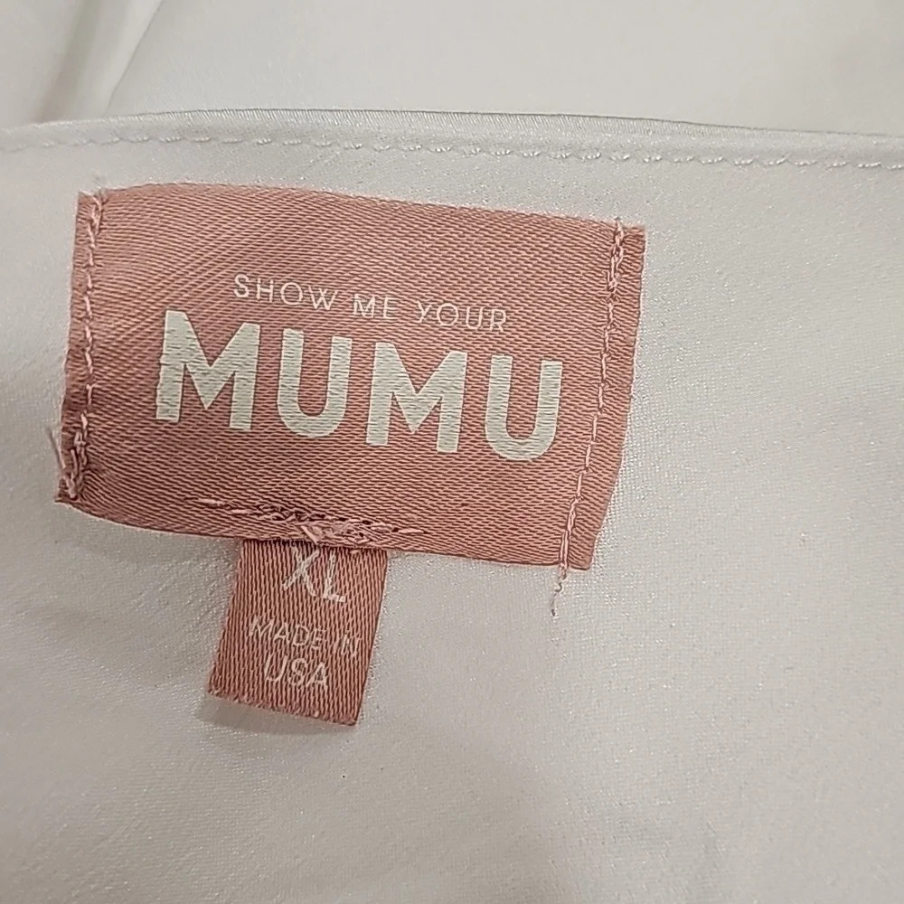 NWOT SHOW ME Your MuMu Jasmine Halter Mini Dress in Ivory Luxe Satin Sz XL - Picture 10 of 11
